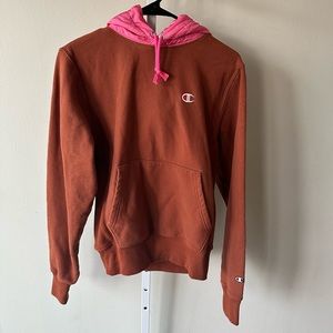 Champion two toned sweatshirt reverse weave pink brown fall autumn winter